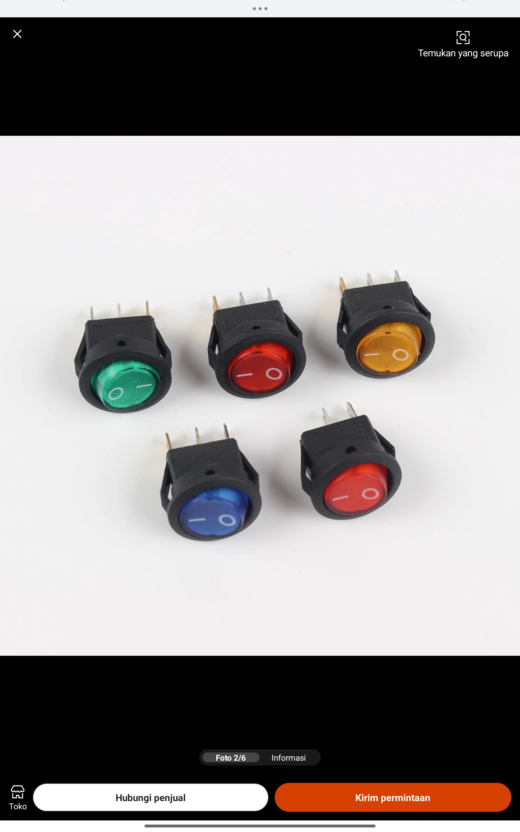 Saklar KCD1 bulat LED 3Pin-Biru